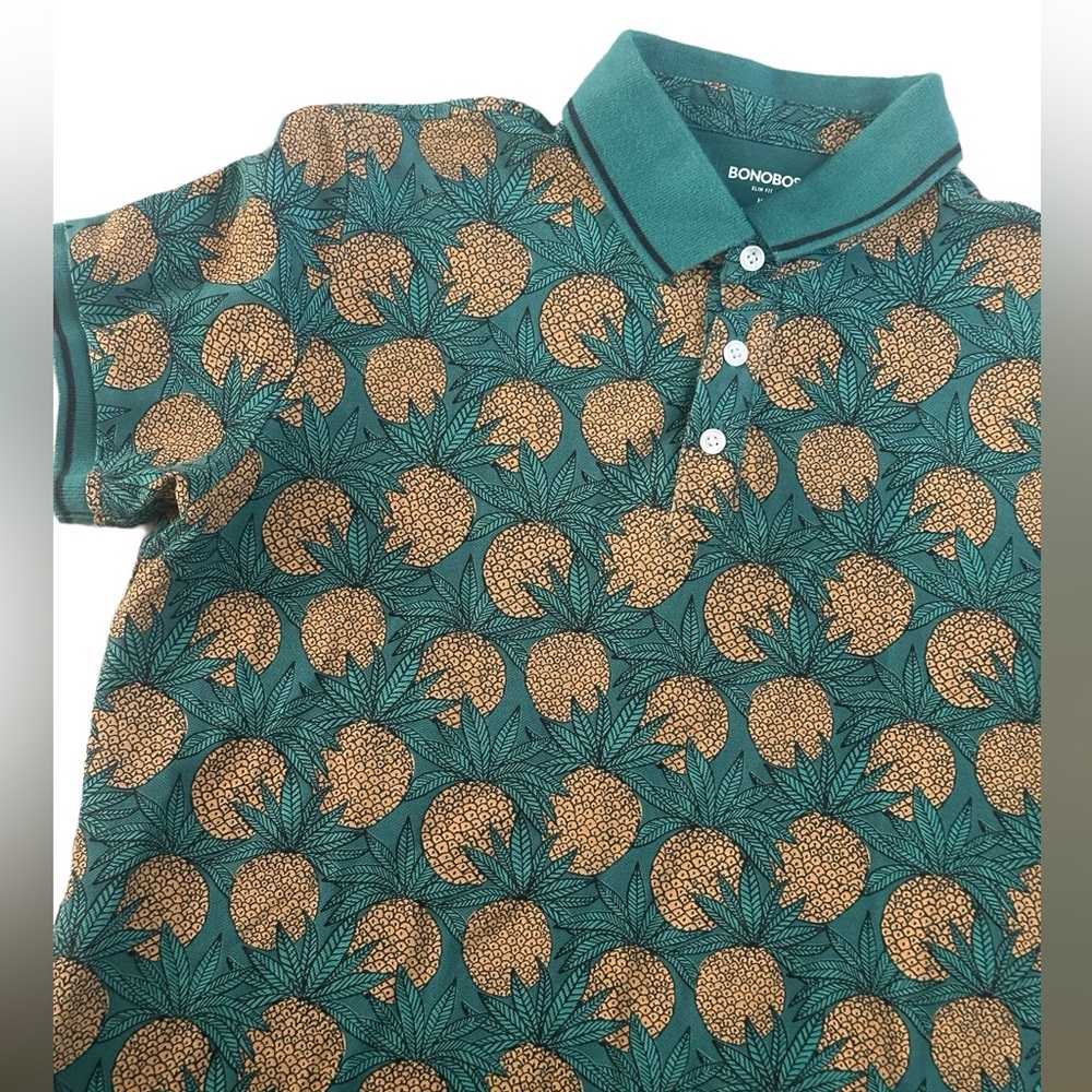 Men’s Bonobos Slim Fit Pineapple Polo Shirt size Medium‎